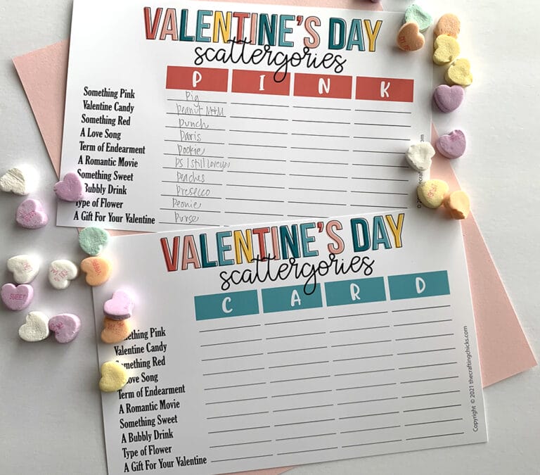 Valentine’s Day Scattergories Printable Game