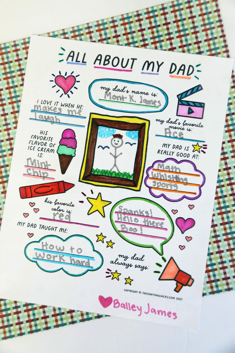 All About My Dad Free Printable - The Crafting Chicks