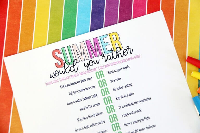 Summer Would You Rather Printable Game