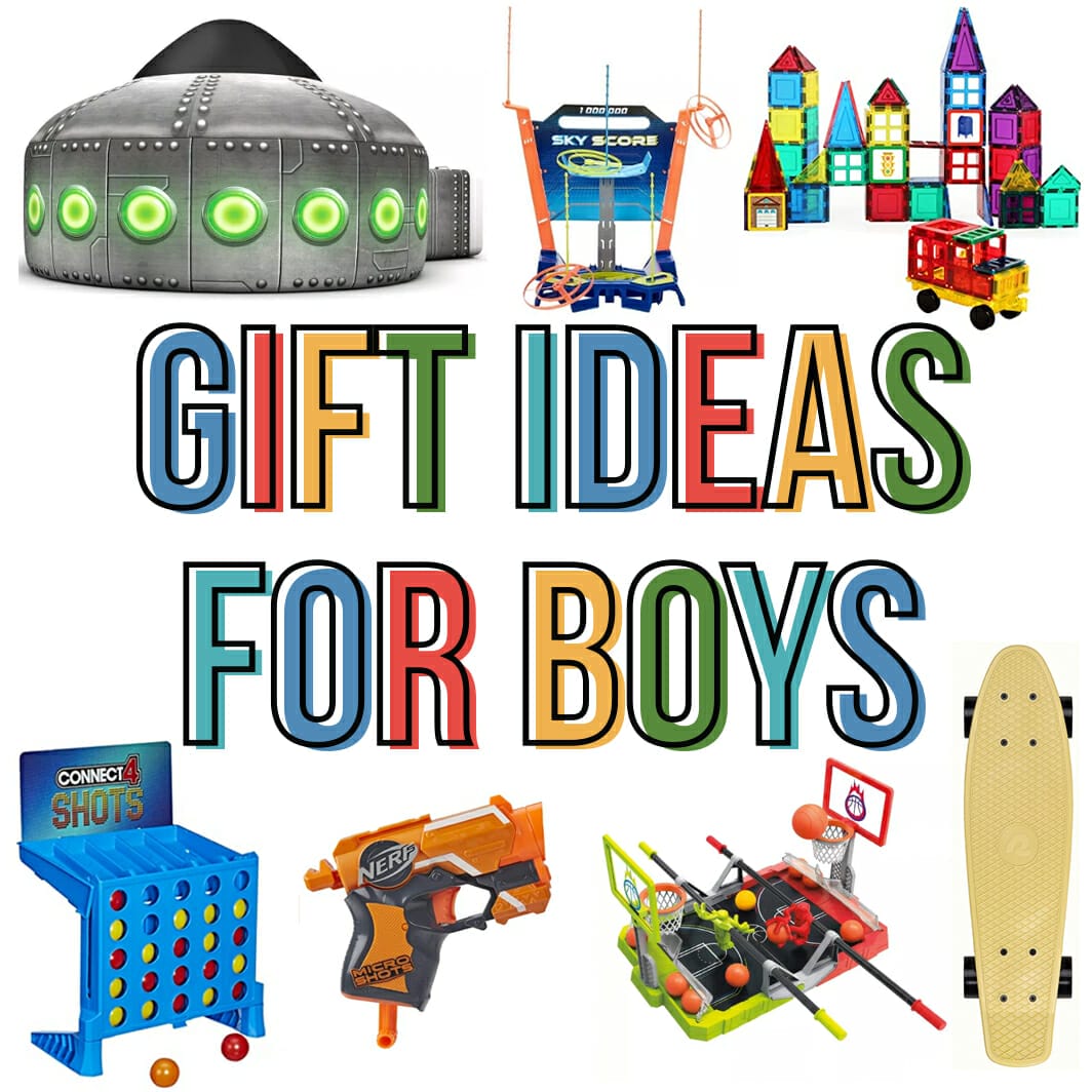 Gift ideas for boys on a white background